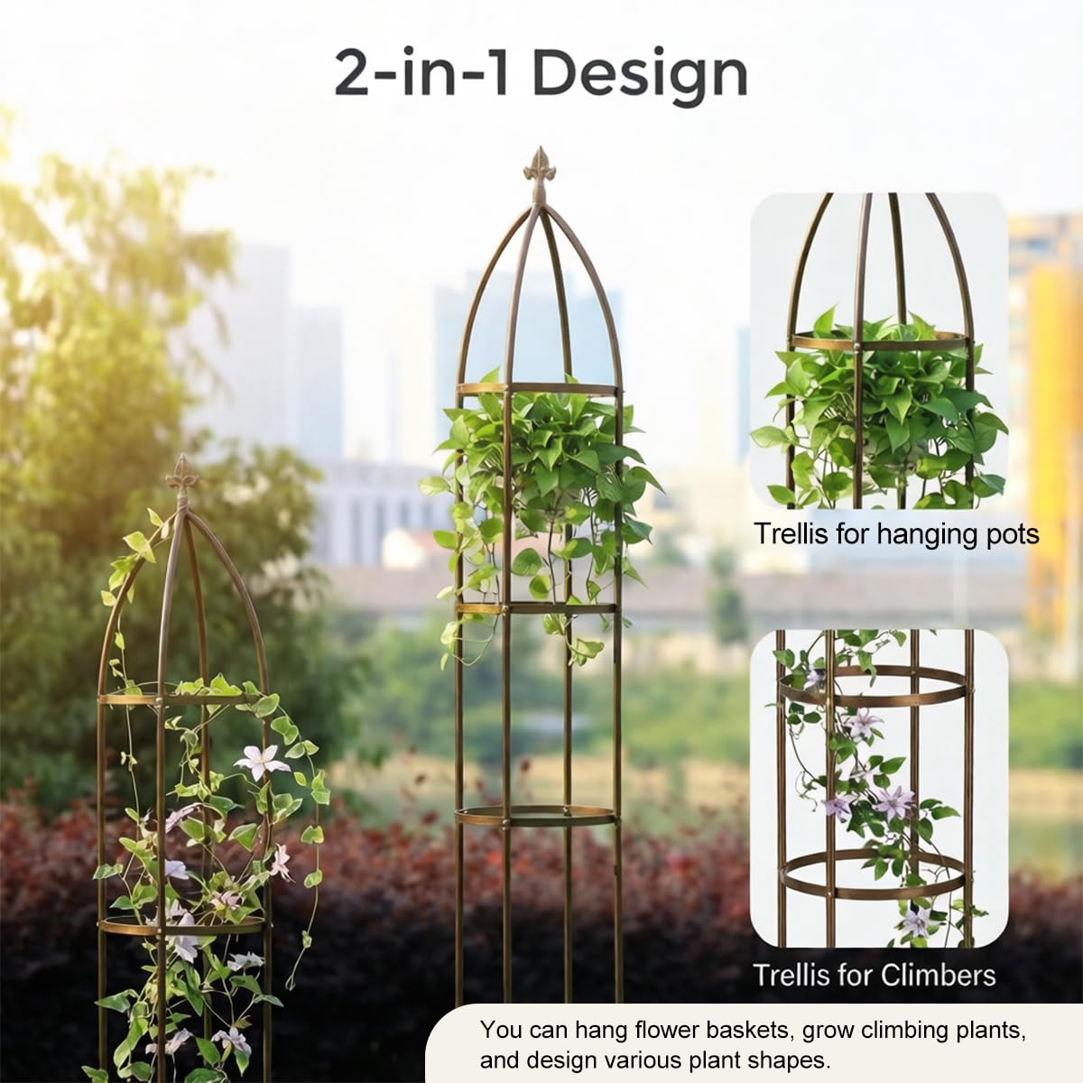 LeJoy Garden Obelisk Trellis with climbing plants