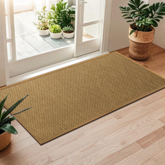 LEKEEPGO Door Mat 24"x47" light brown front view