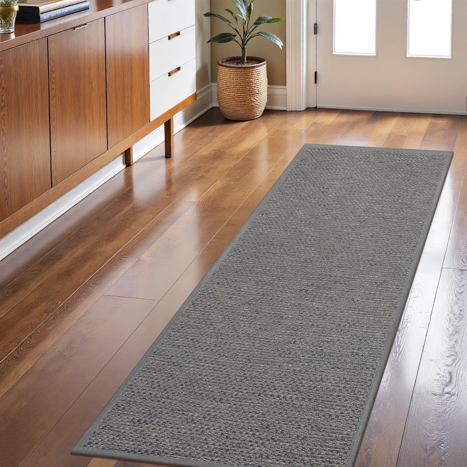 LEKEEPGO Door Mat 24"x59" light grey front view