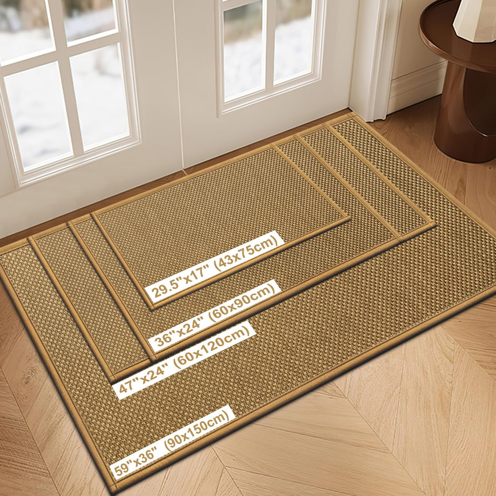 LEKEEPGO Door Mat light brown with non-slip backing close-up