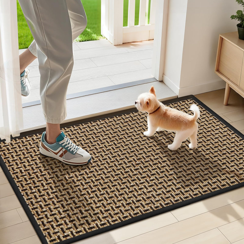 LEKEEPGO Indoor Door Mat 17x29 black front view