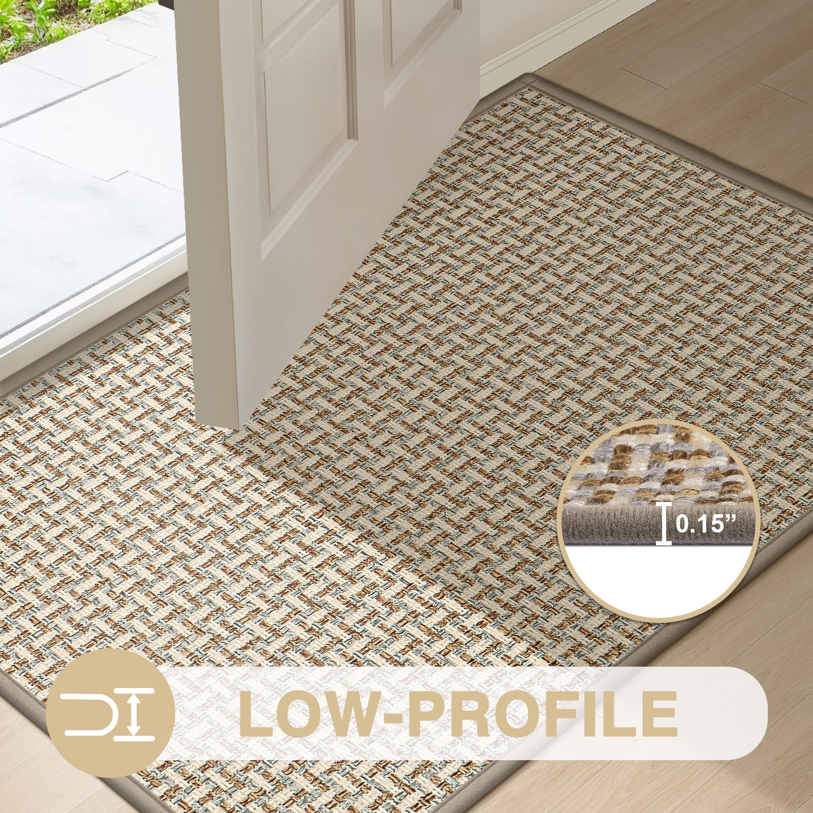 LEKEEPGO Indoor Door Mat 17x29 grey close-up detail