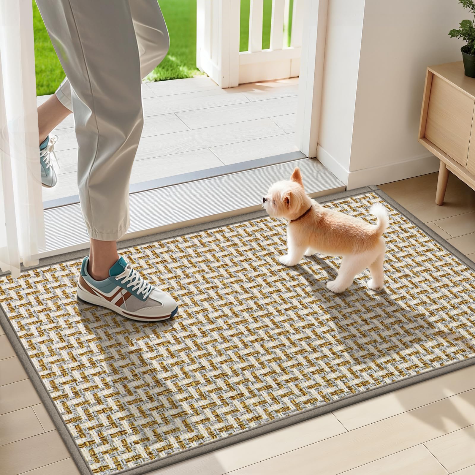 LEKEEPGO Indoor Door Mat 17x29 grey front view