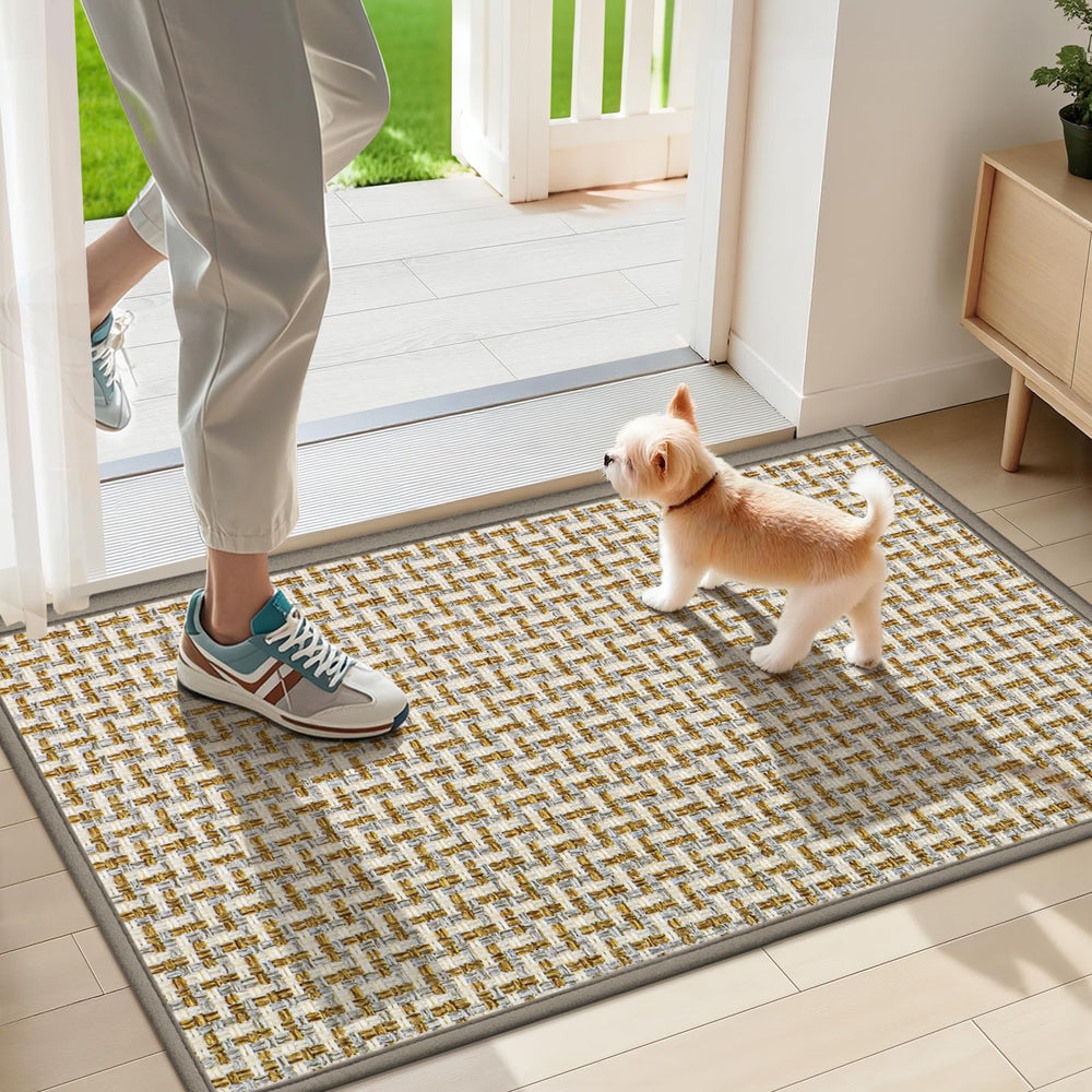 LEKEEPGO Indoor Door Mat 17x29 grey front view