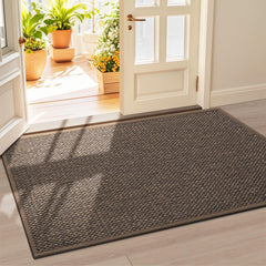 LEKEEPGO Large Door Mat 36"x59" front view in brown