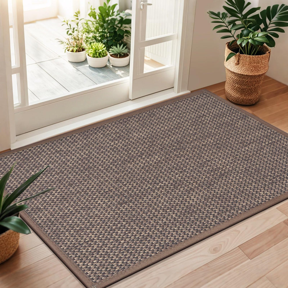 LEKEEPGO Large Door Mat coffee colour close-up view