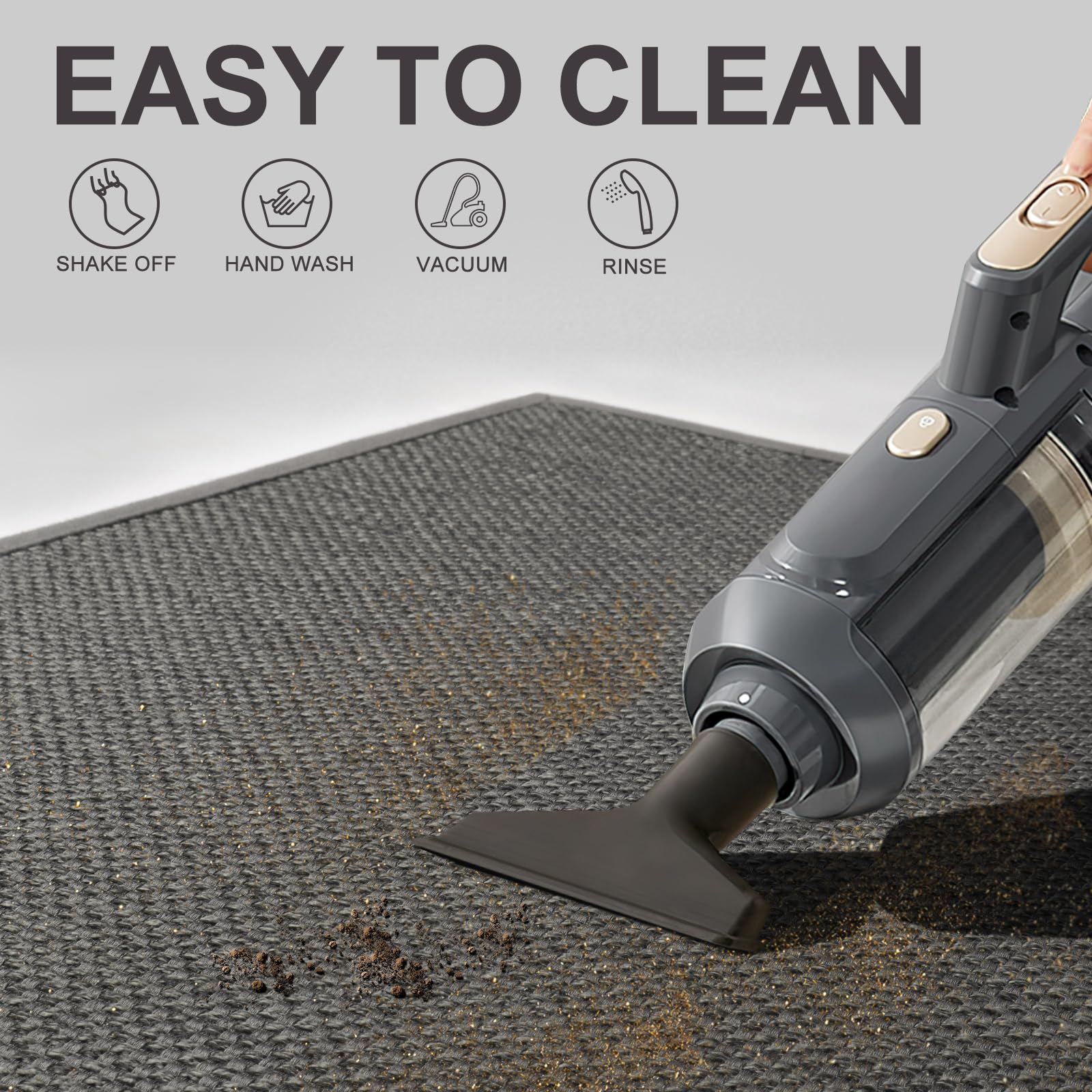 LEKEEPGO Long Door Mat 24"x59" grey easy to clean surface