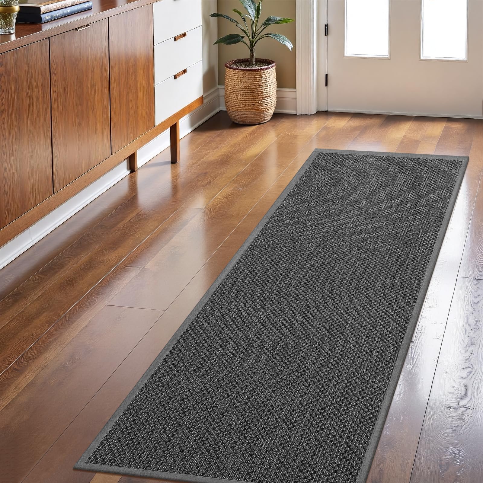 LEKEEPGO Long Door Mat 24"x59" grey front view