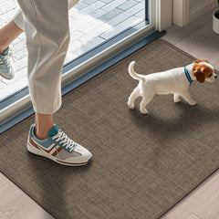 LEKEEPGO Ultra Thin Indoor Door Mat front view, brown color