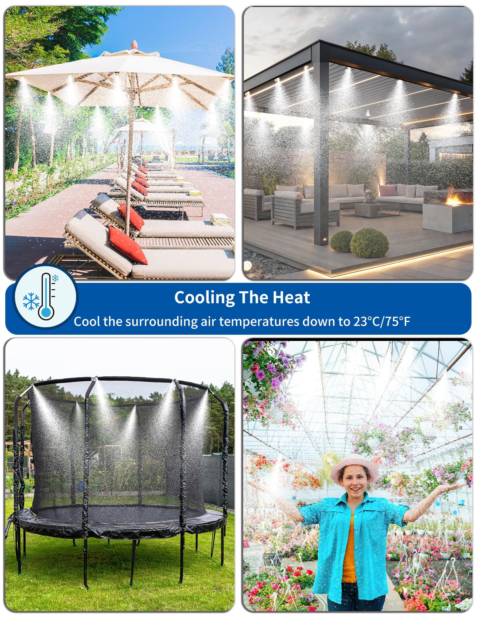 Lekit misting system showing water mist in action