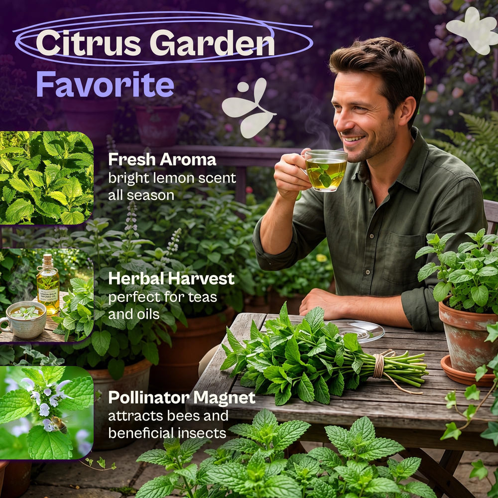 Lemon balm plant growing in garden