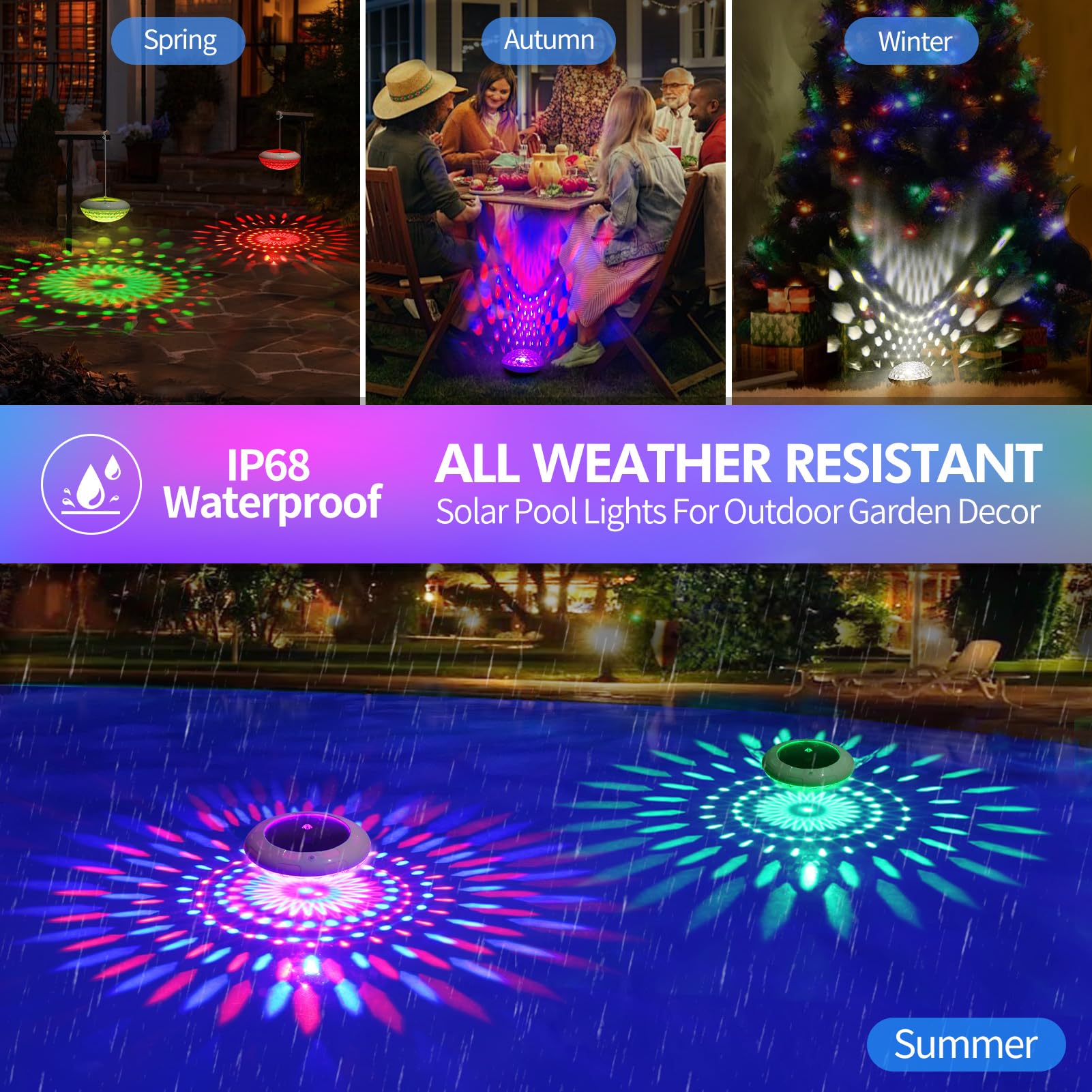 LENONE Floating Pool Lights displayed in garden