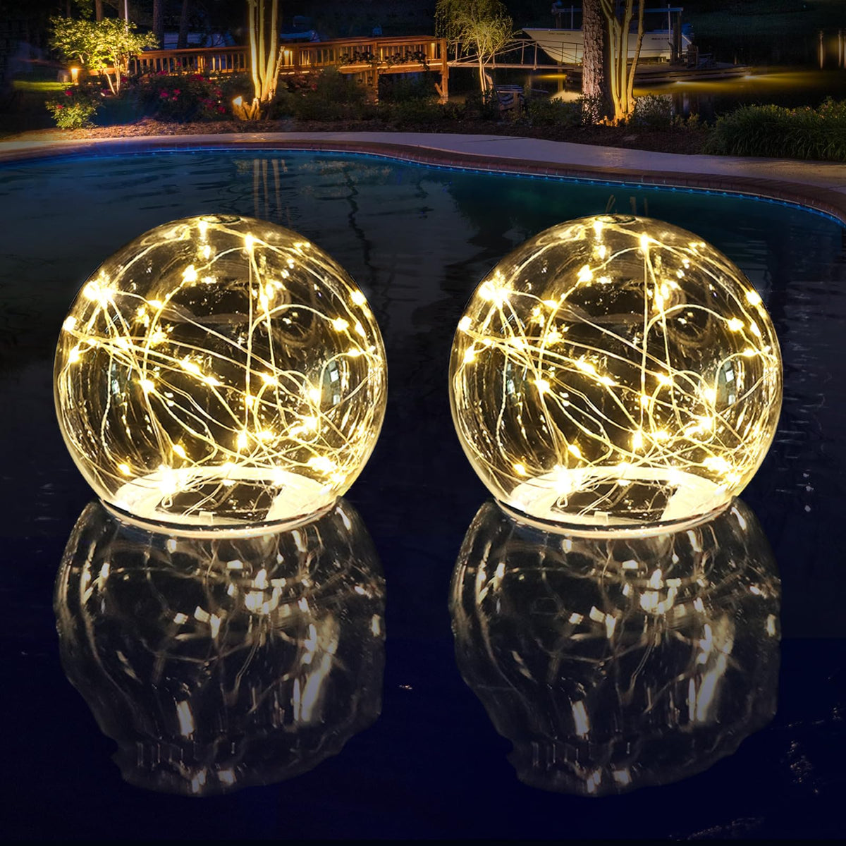 LENONE Floating Pool Lights Warm White Front View