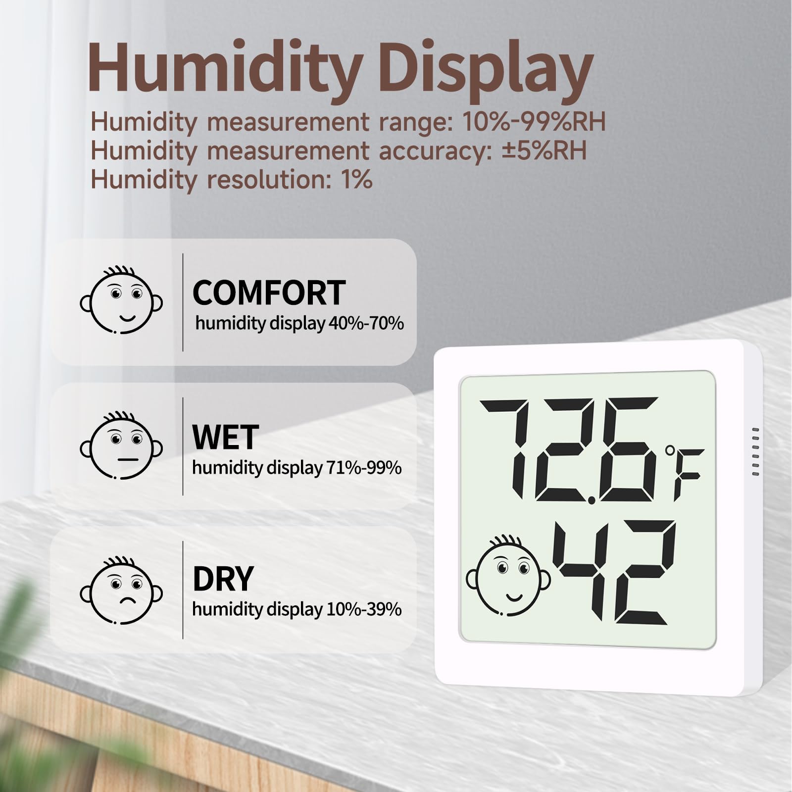 LEOALF Mini Hygrometer showing temperature and humidity readings