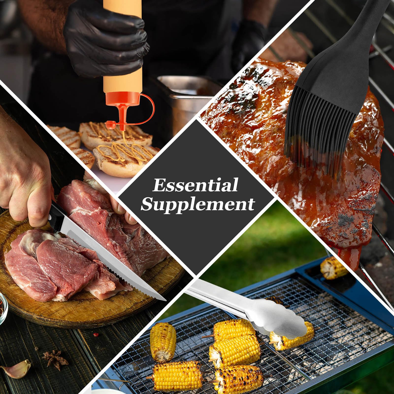 Leonyo BBQ tools with sauce brush and spice shakers