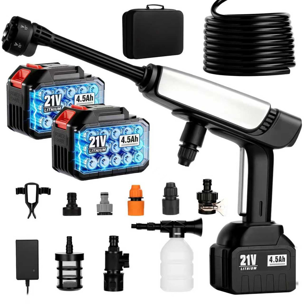 LEOTER Cordless Pressure Washer front view with nozzle