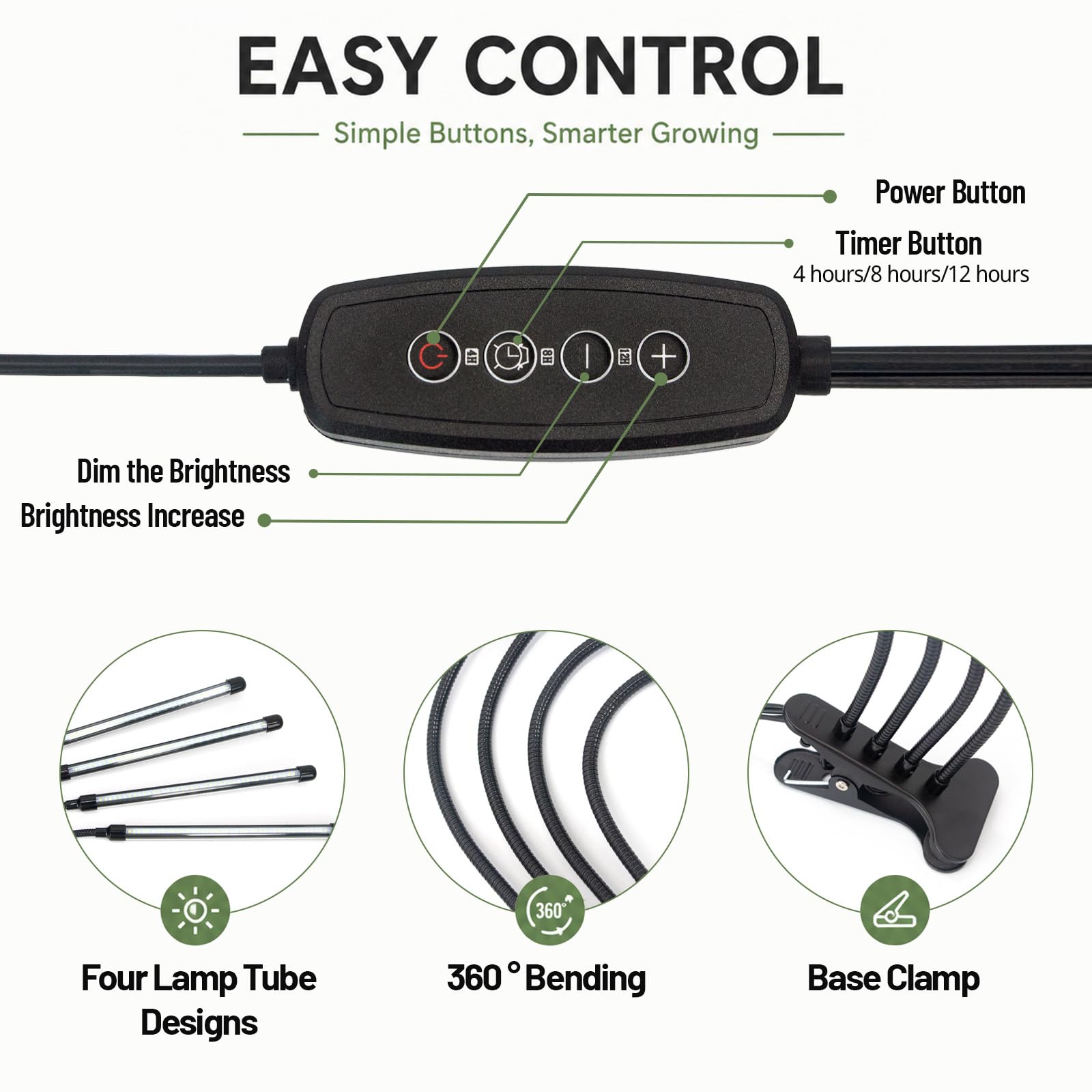 LEOTER Grow Light with timer feature displayed on control panel
