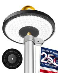 Lepwings Solar Flag Pole Light front view showing black design