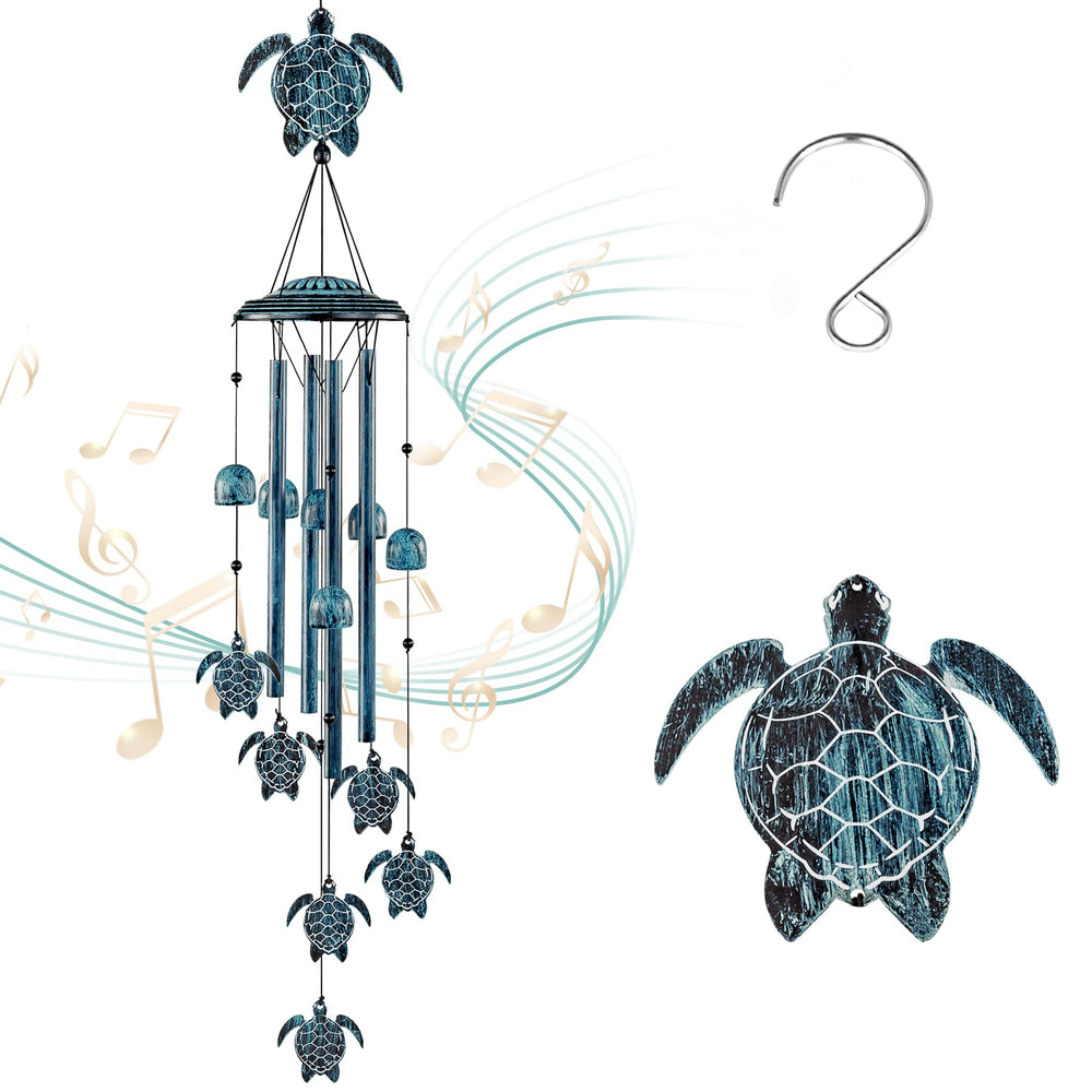 LESES Sea Turtle Wind Chime front view with copper finish
