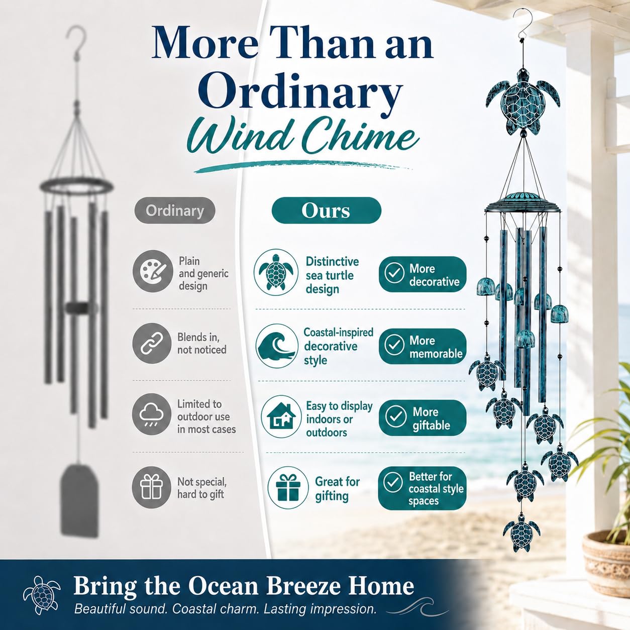 LESES wind chime in outdoor patio setting