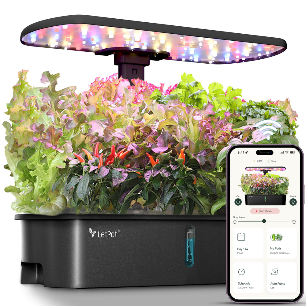 LETPOT Hydroponic Growing System 10-Pod Indoor Garden Kit in Black