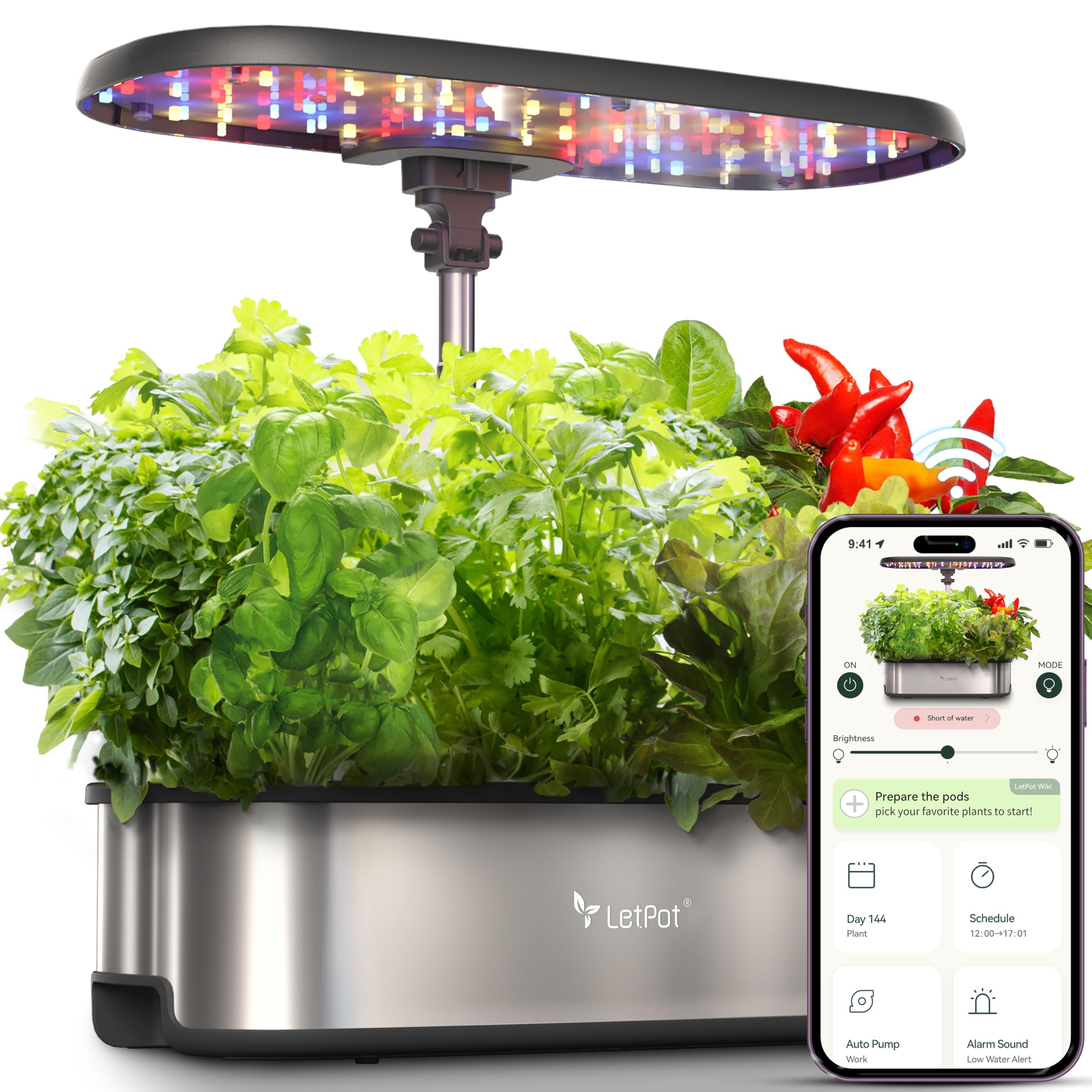 LETPOT Hydroponic Growing System with 12 pods and LED lights