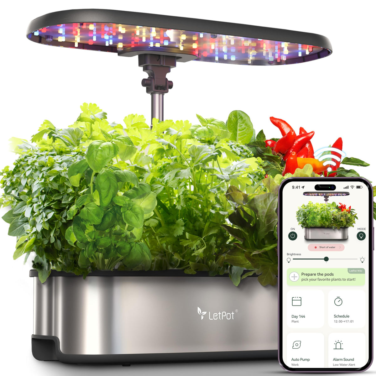 LETPOT Hydroponic Growing System with 12 pods and LED lights