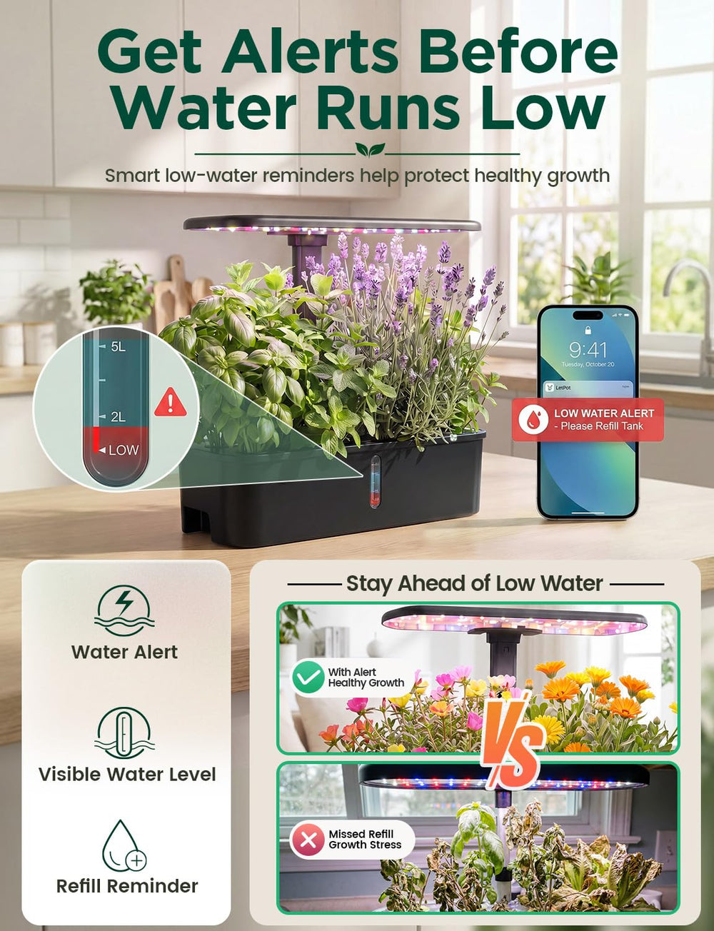 LETPOT Hydroponic system with plants growing in pods