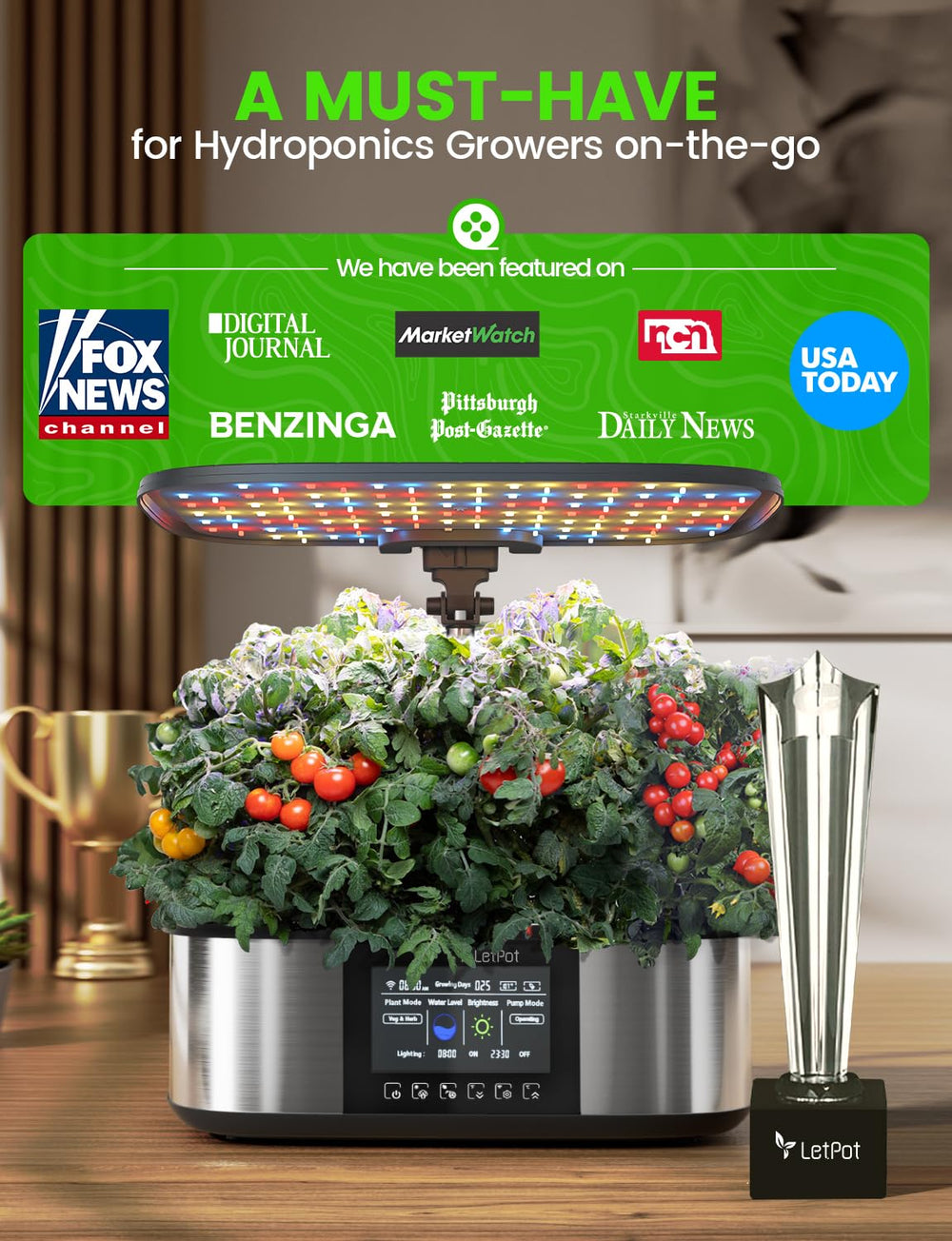 LETPOT hydroponics kit packaging and included items