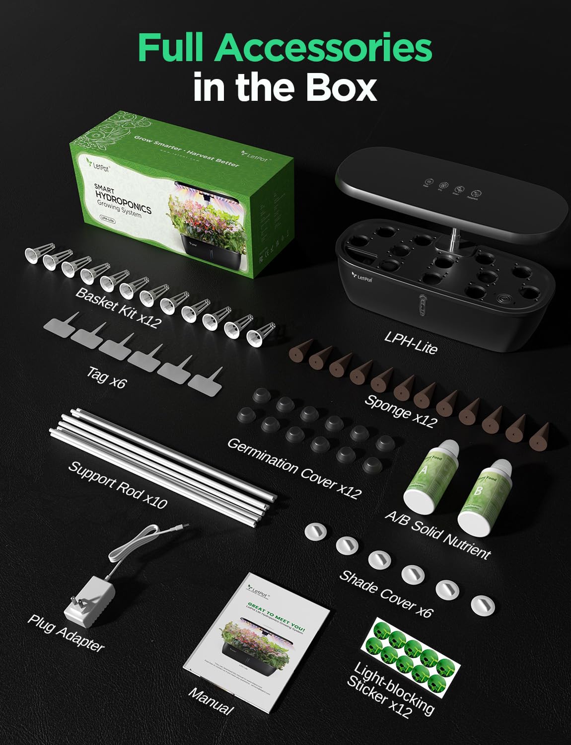 LETPOT Hydroponics system with water tank and nutrients