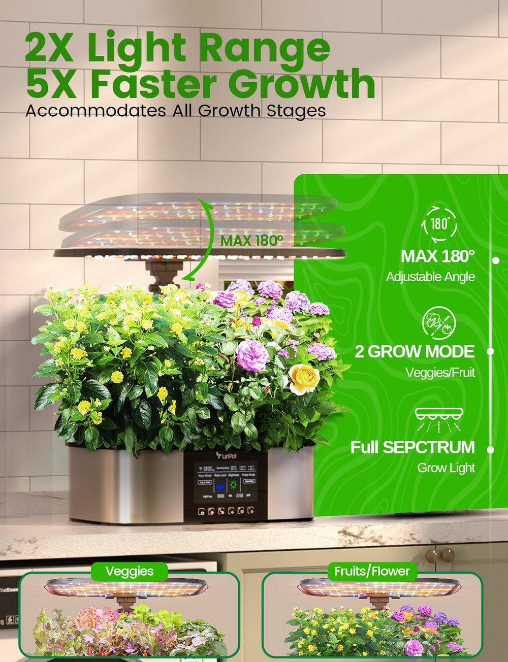 LETPOT LPH-Max Hydroponics Growing System with 21 pods in use