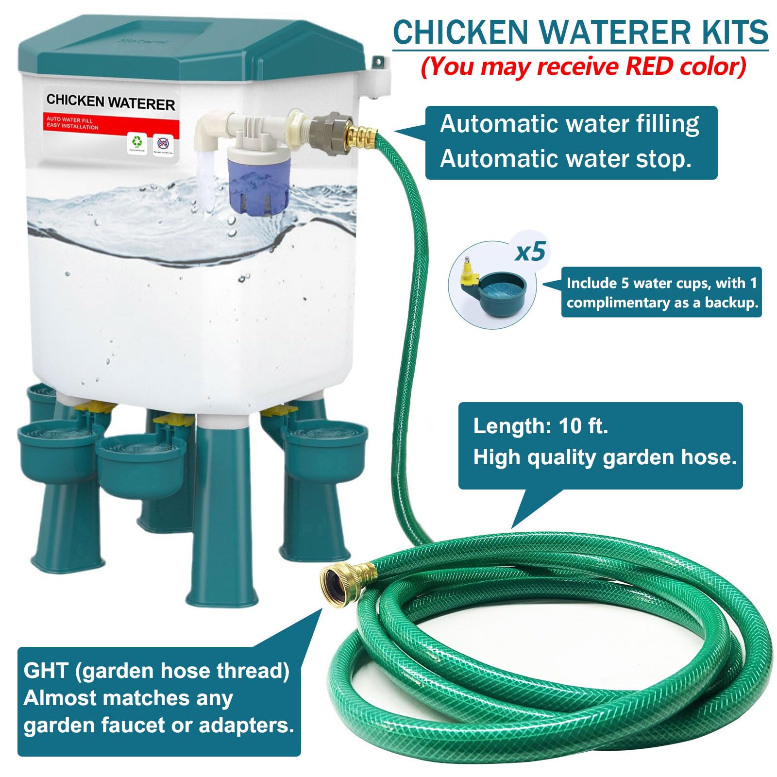 letsFix Automatic Chicken Waterer hose connection close-up