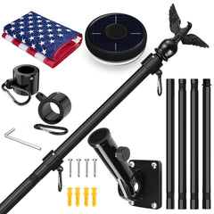 LETSTRY 5FT flag pole kit with American flag and solar light