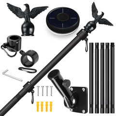 LETSTRY 6FT flagpole kit with solar light and adjustable bracket