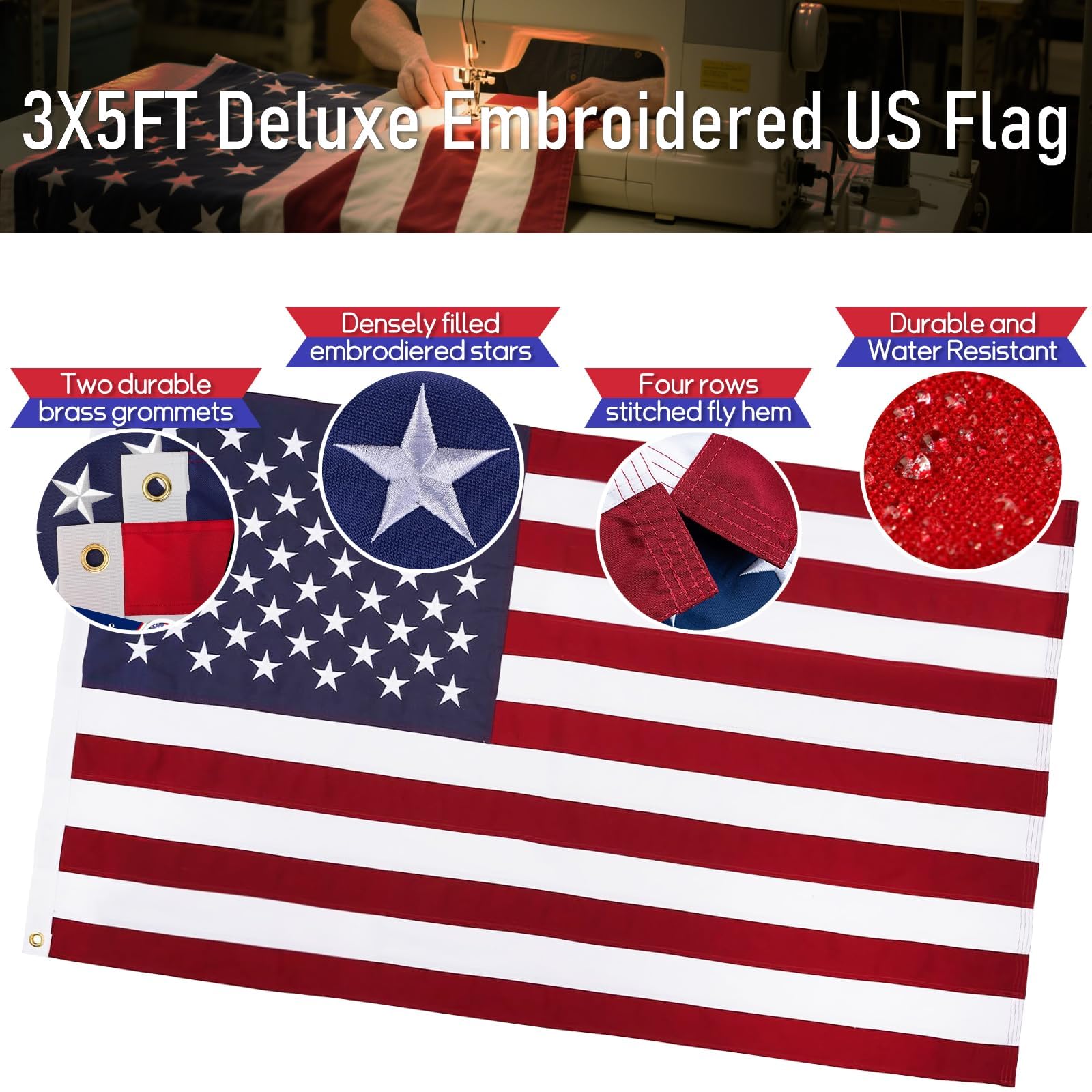 LETSTRY flagpole with American flag flying in the wind
