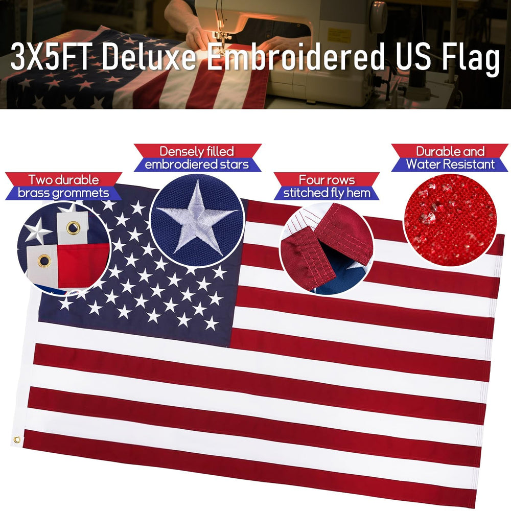 LETSTRY flagpole with American flag flying in the wind