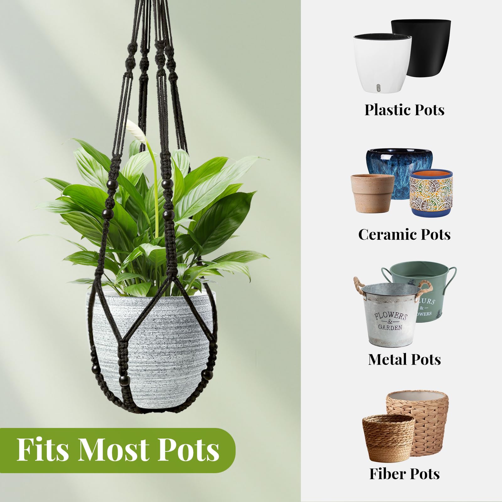 LEWESU macrame plant hangers set of 2 in packaging, ready for gift giving