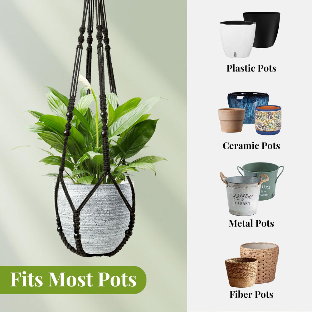 LEWESU macrame plant hangers set of 2 in packaging, ready for gift giving