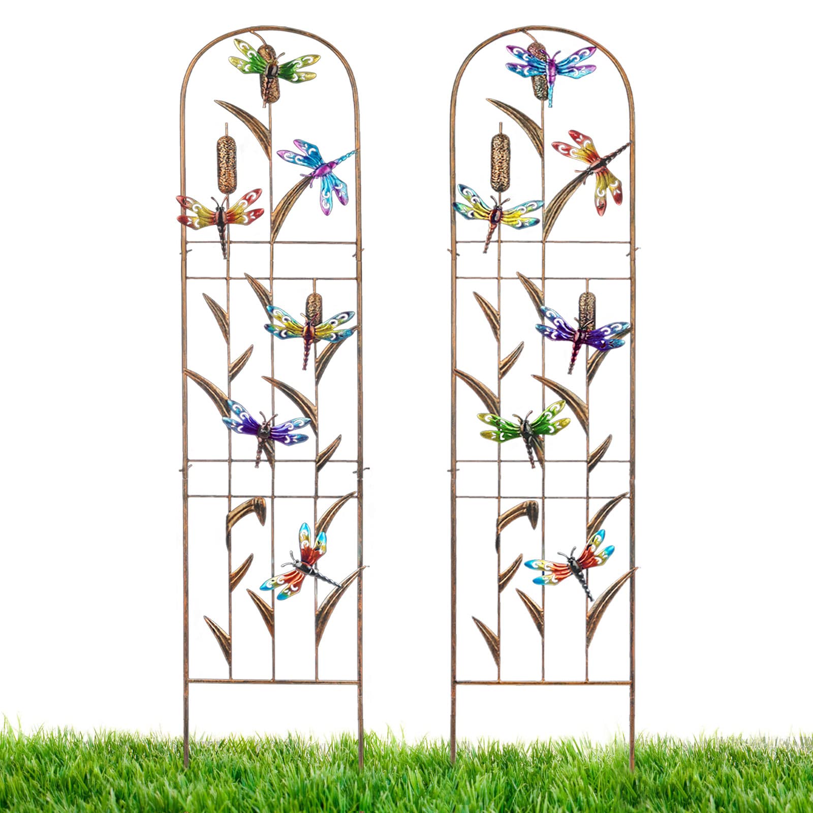 LEWIS&WAYNE 60 Inch Garden Trellis with Dragonfly Design front view