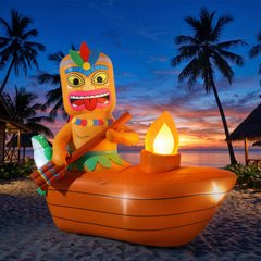 Lewondr 5FT Inflatable Tiki Luau Decor front view