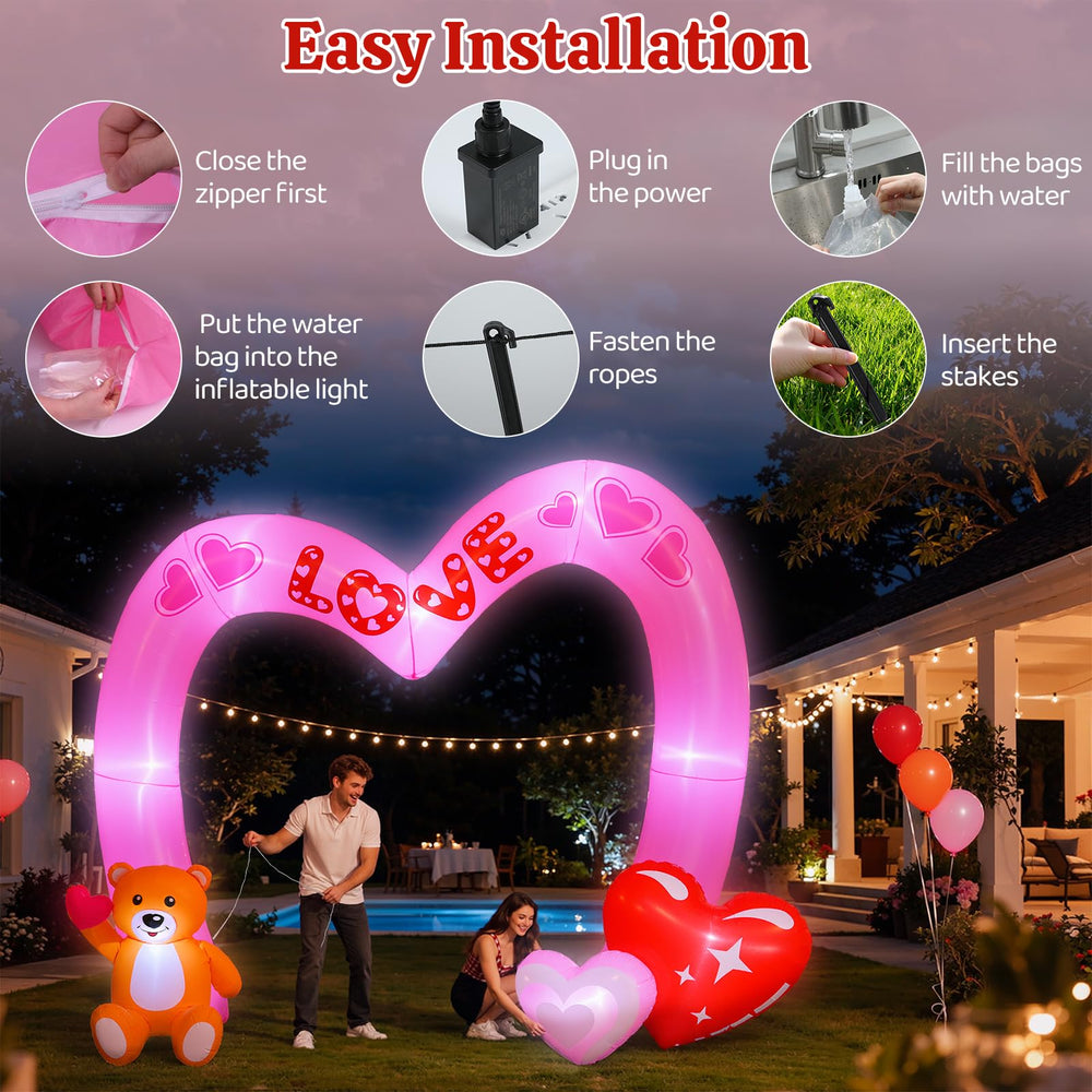 Lewondr inflatable arch during nighttime with lights on