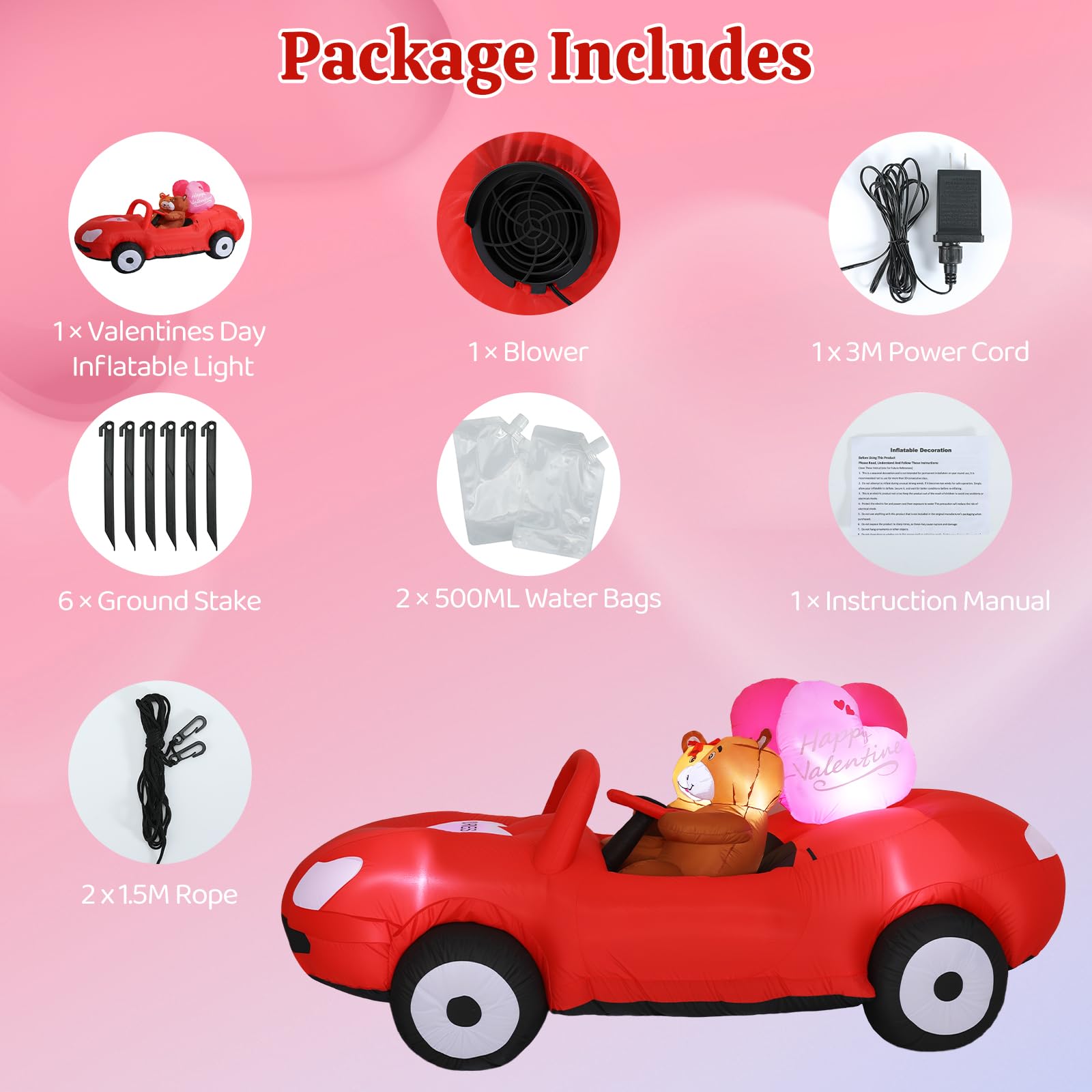 Lewondr inflatable decoration with ground stakes and ropes