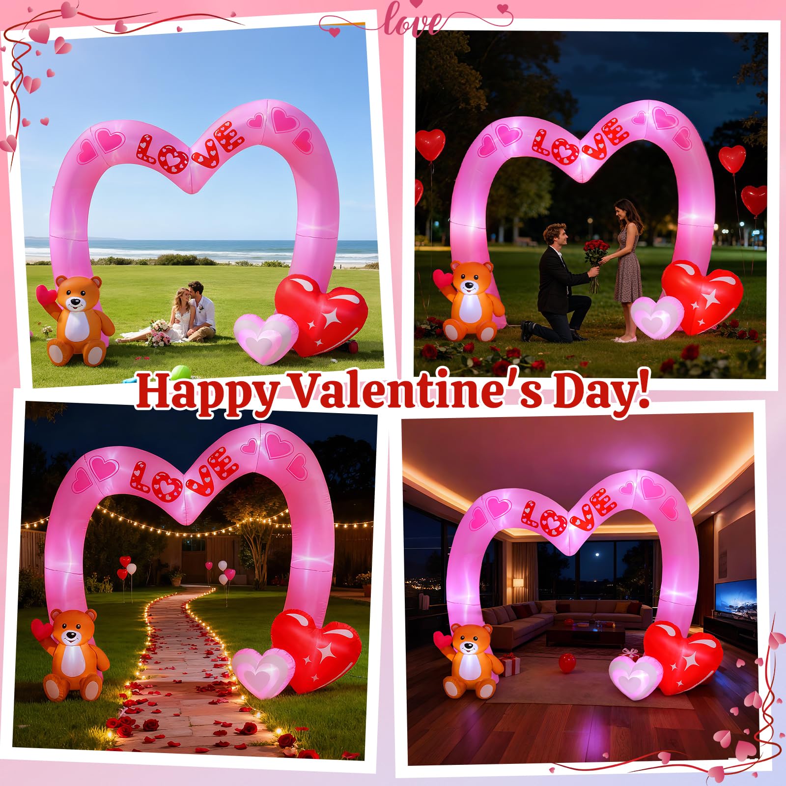 Lewondr inflatable decorations displayed at a Valentine's Day event