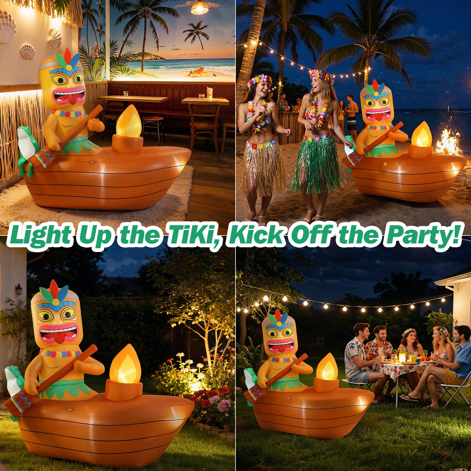 Lewondr inflatable tiki decor displayed at a summer party
