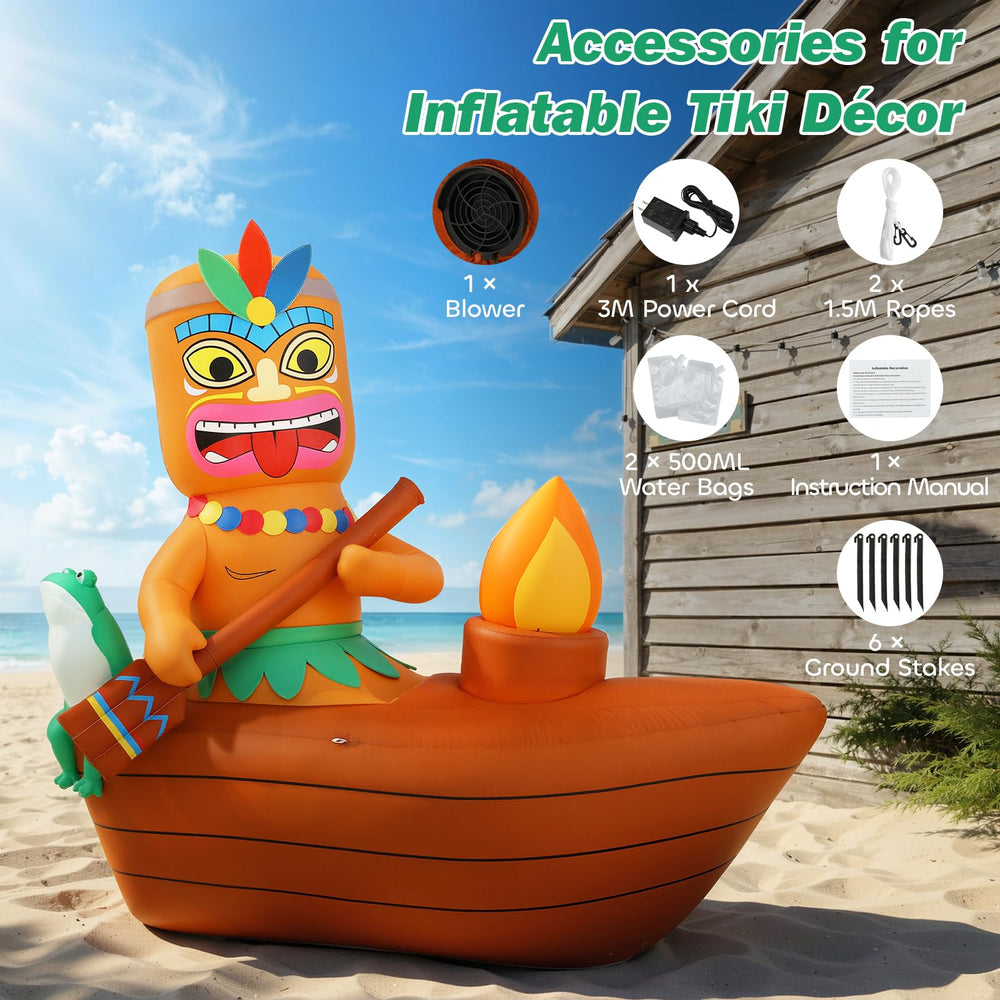 Lewondr inflatable tiki decor setup in a garden