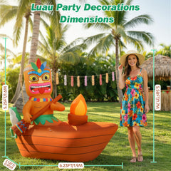 Lewondr inflatable tiki decoration with LED lights at night