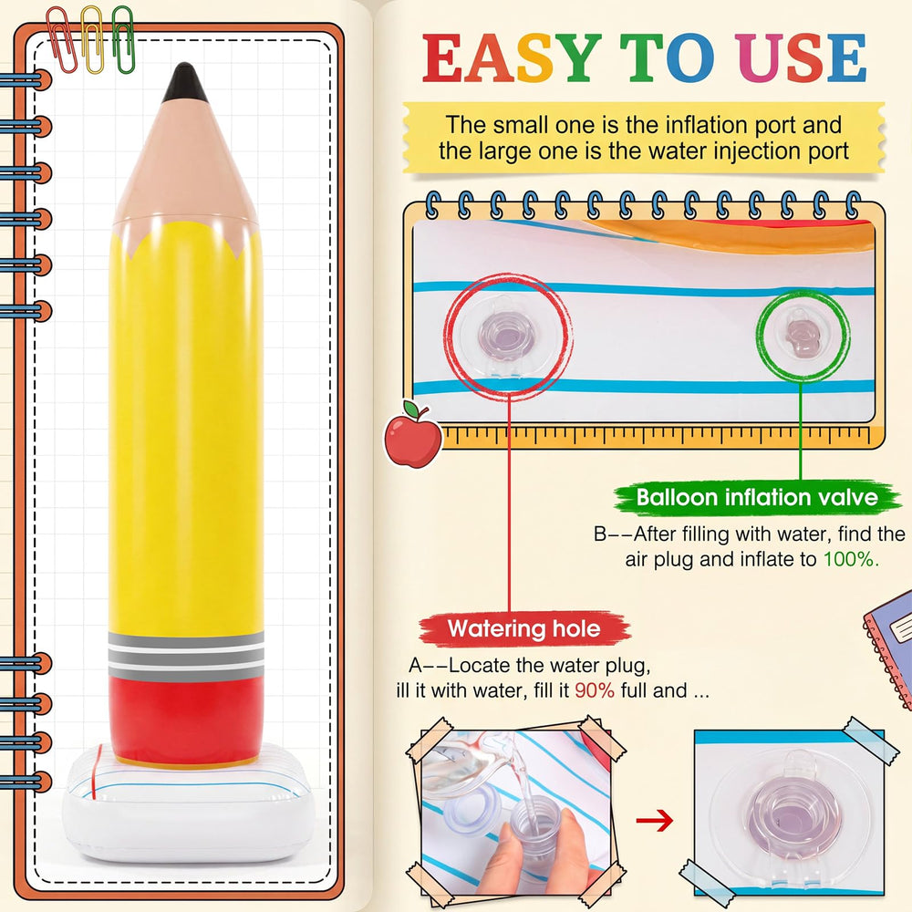 Leyndo inflatable pencil decoration in bright yellow