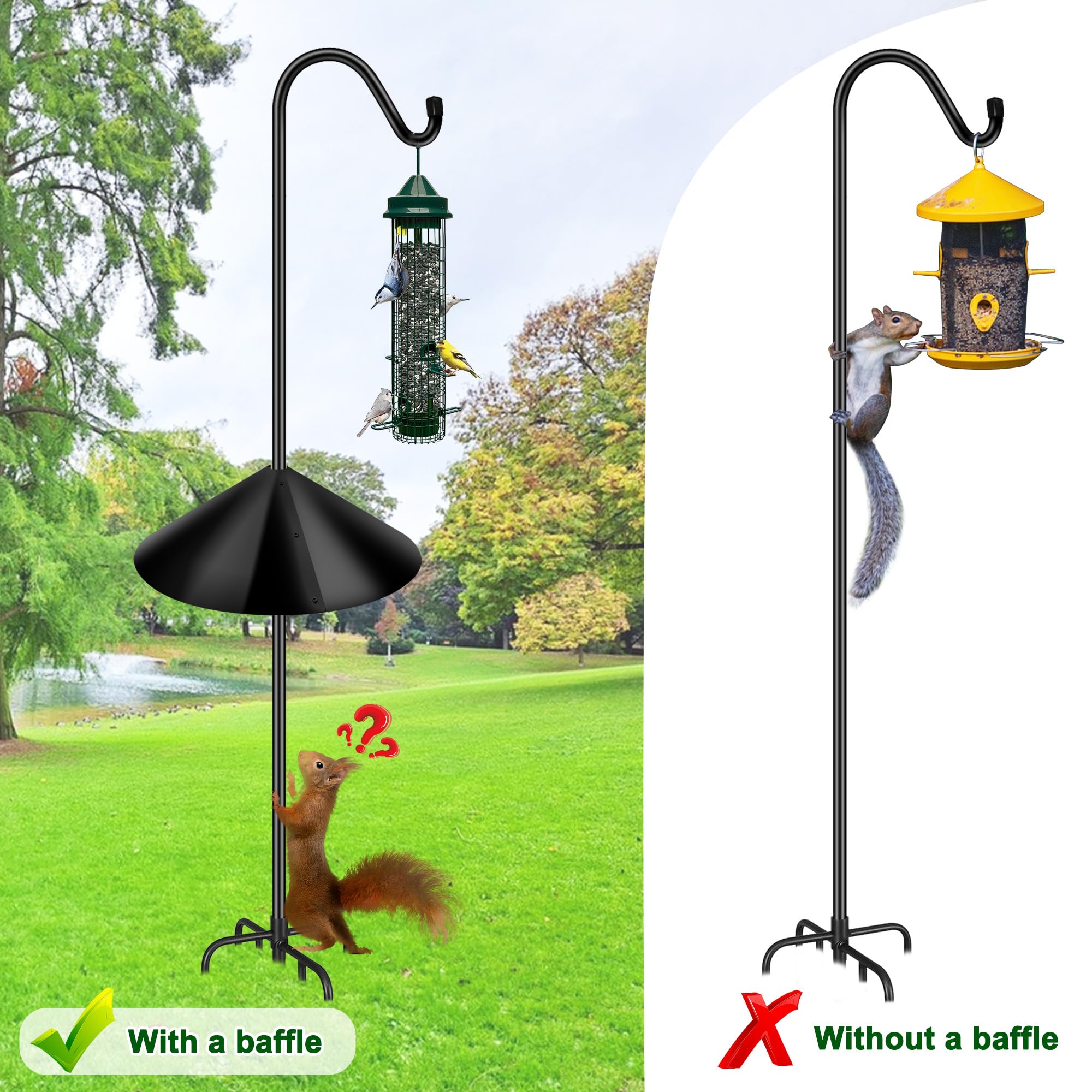 Lezcufer Squirrel Proof Baffle on bird feeder pole