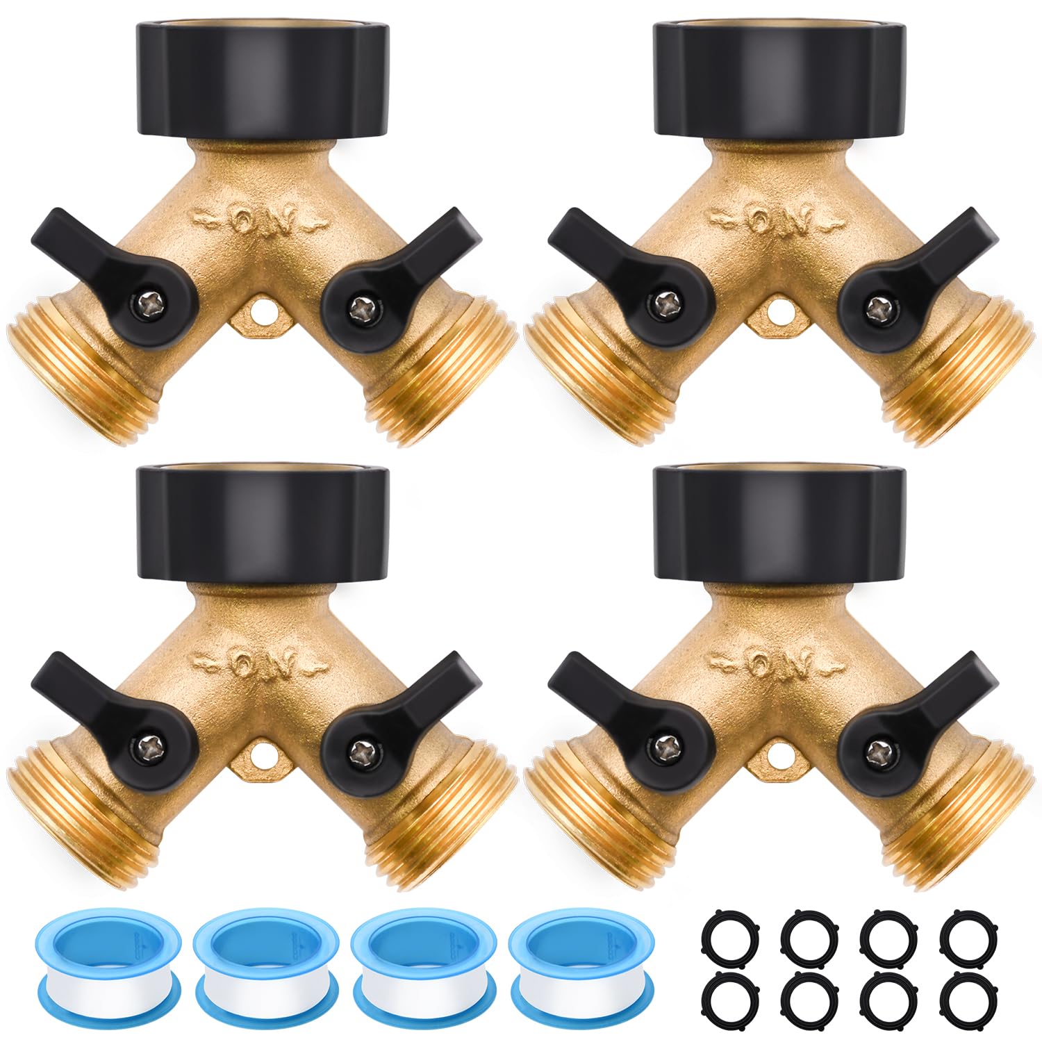 LFSEMINI 4 pack brass hose splitter front view