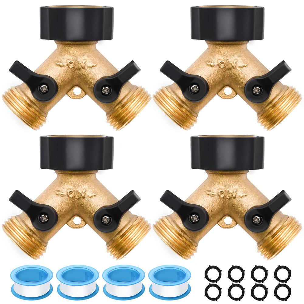 LFSEMINI 4 pack brass hose splitter front view